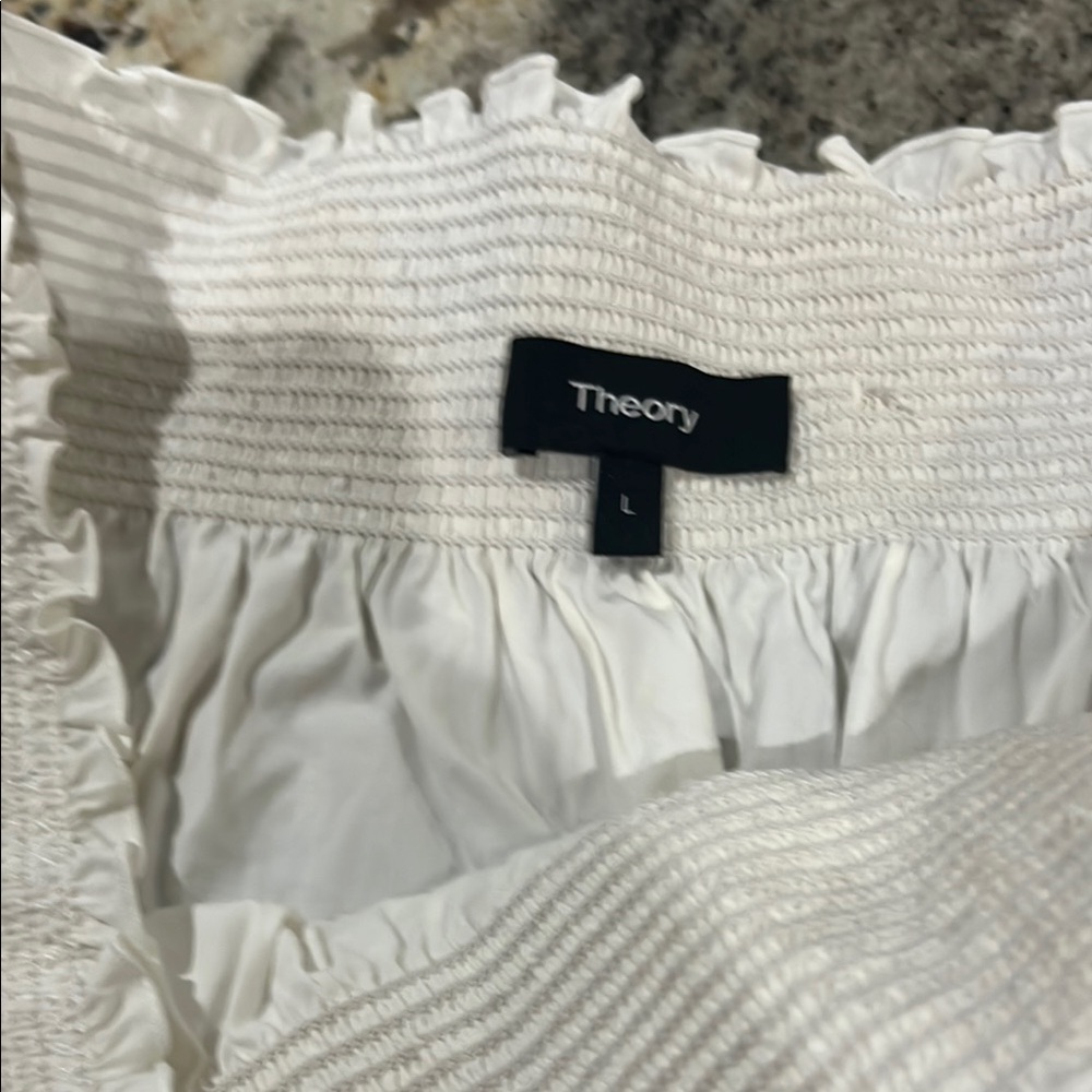 Theory White Ruffled Top - Picture 2 of 3